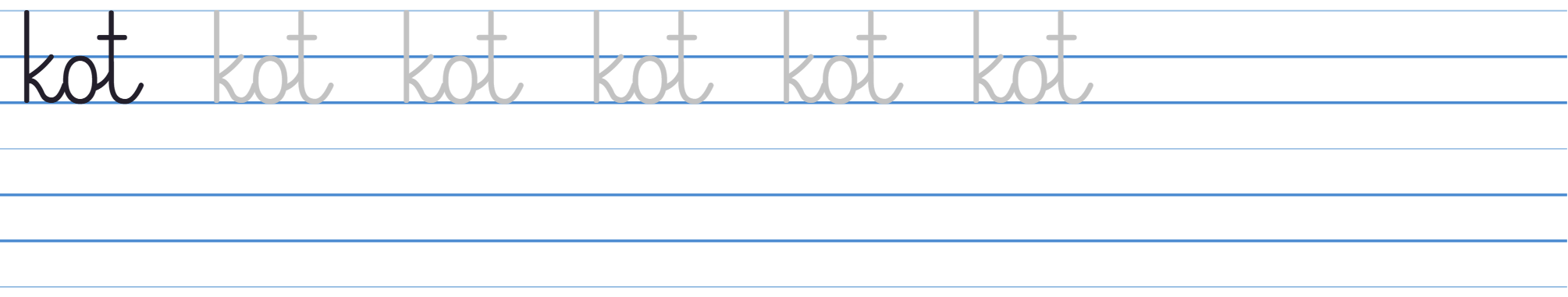 Wzór pisma: kot w liniaturze w trzy linie