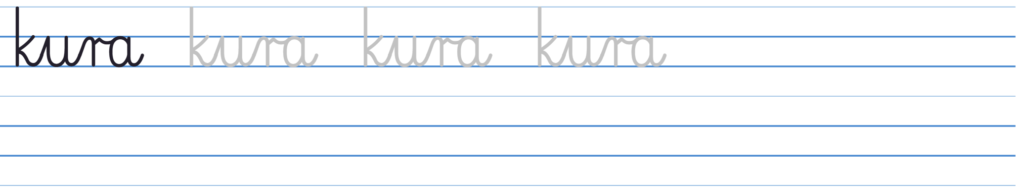 Wzór pisma: kura w liniaturze w trzy linie