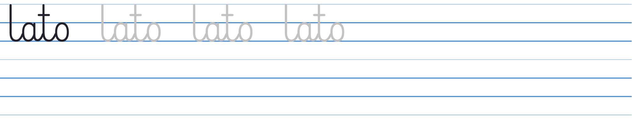 Wzór pisma: lato w liniaturze w trzy linie