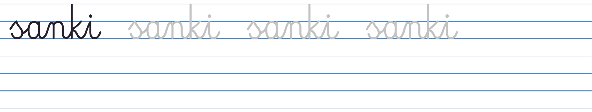 Wzór pisma: sanki w liniaturze w trzy linie