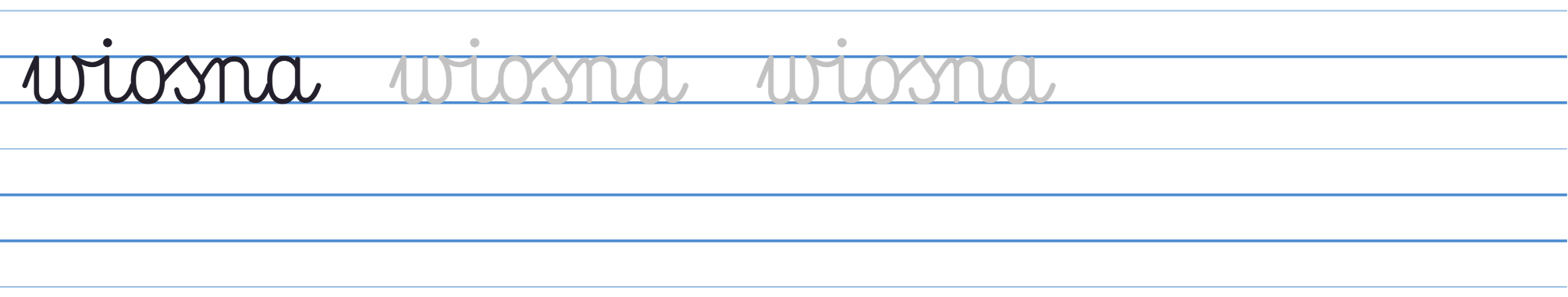 Wzór pisma: wiosna w liniaturze w trzy linie