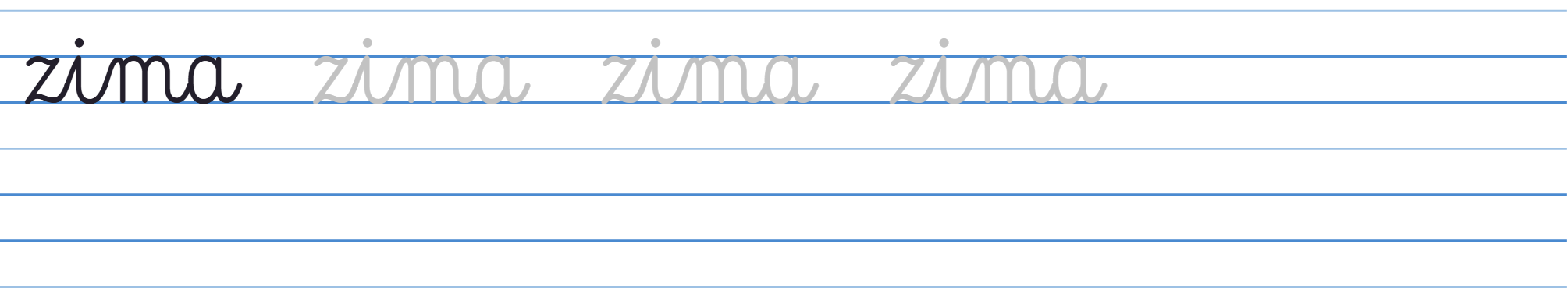 Wzór pisma: zima w liniaturze w trzy linie