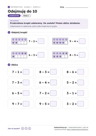 Pierwsza strona: Matematyka klasa 1 — 30 kart pracy na cały rok PDF z kluczem
