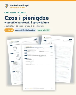 Pierwsza strona: Czas i pieniądze — cały dział, klasa 1 (6 pakietów)