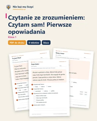 Pierwsza strona: Czytanie ze zrozumieniem kl. 1: Czytam sam! Pierwsze opowiadania