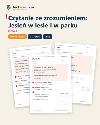 Pierwsza strona: Czytanie ze zrozumieniem kl. 1: Jesień w lesie i w parku